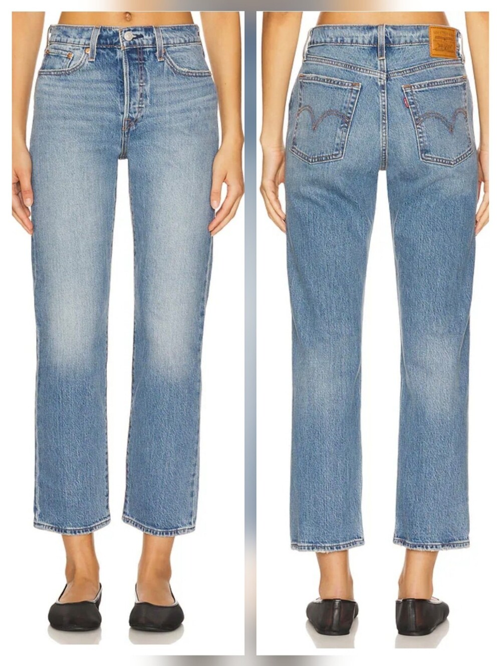 Levi's Wedgie Straight Ankle Jeans Christina Wash High Rise Buttonfly